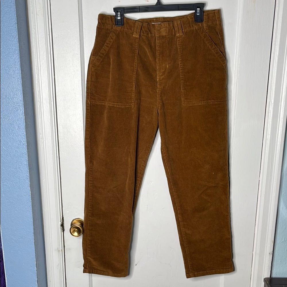 Kensie The Amber High Rise Stovepipe Brown Corduroy Pants 12 31 Stretch Ladies